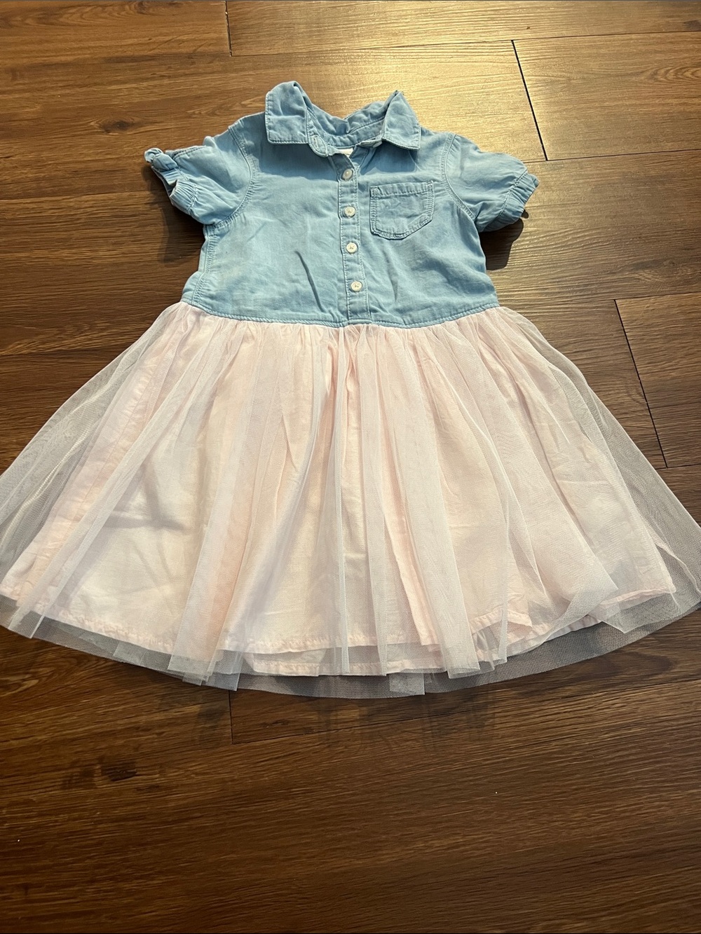 OshKosh B'gosh Light Blue Chambray Top with Pale Pink Tulle Skirt Dress